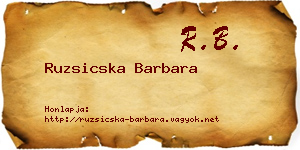 Ruzsicska Barbara névjegykártya